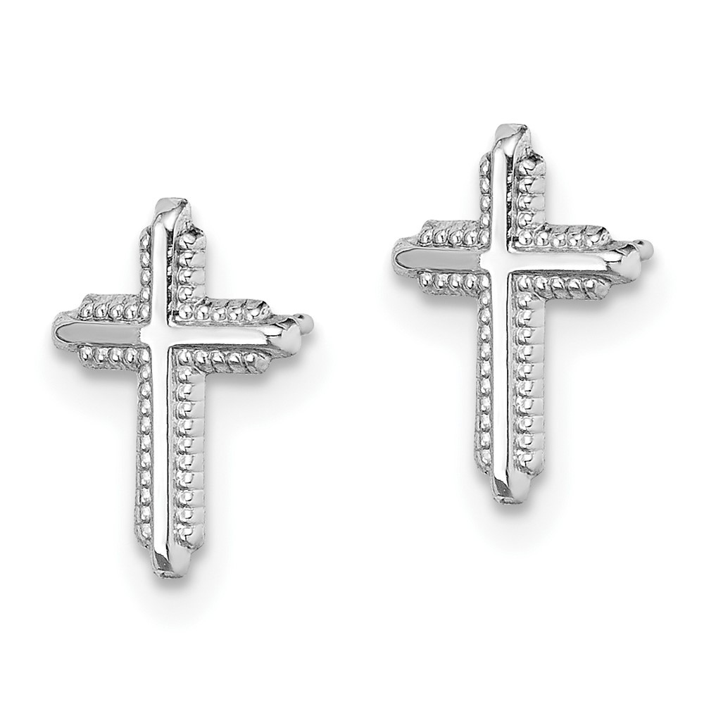 10K White Gold Polished Cross Earrings 0.27 g