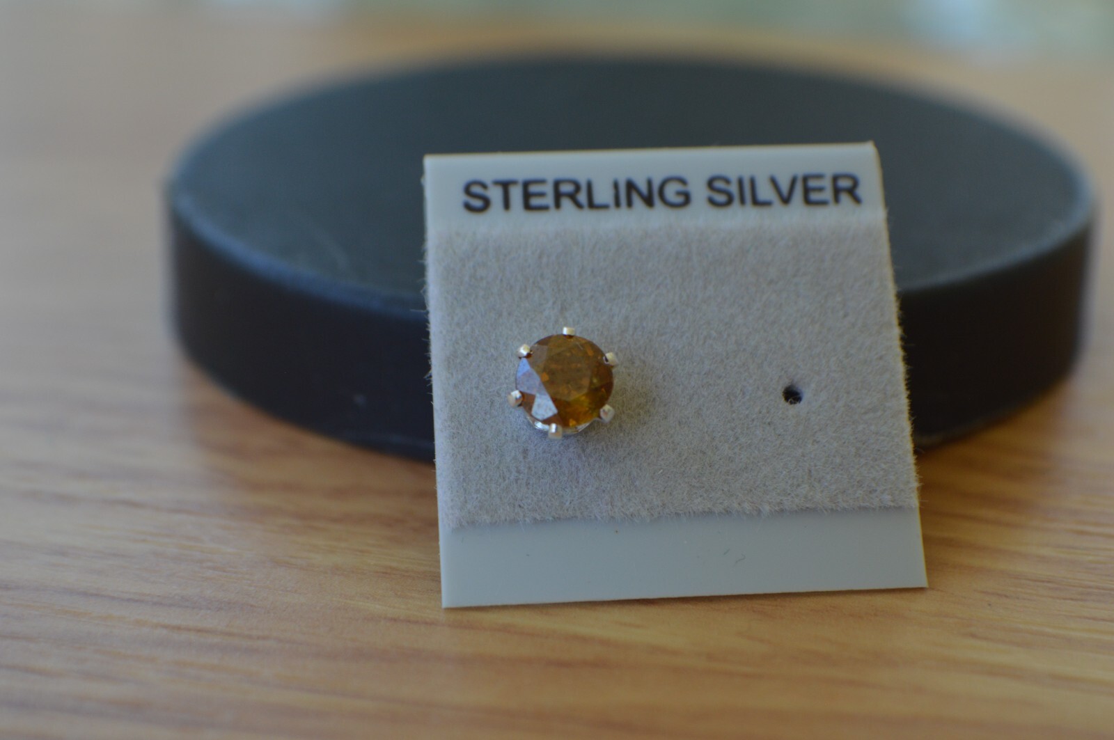 SINGLE EARRING One 0.82ct Honey Orange Sphalerite Solitaire Sterling Silver 5mm