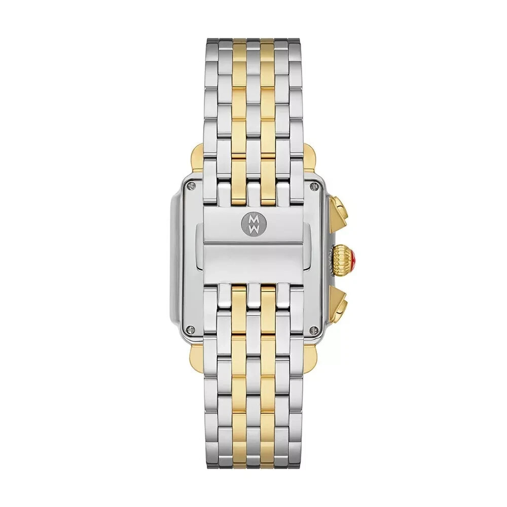 New Michele Deco Diamond Gold Two-Tone MOP Diamond Dial watch MWW06A000776
