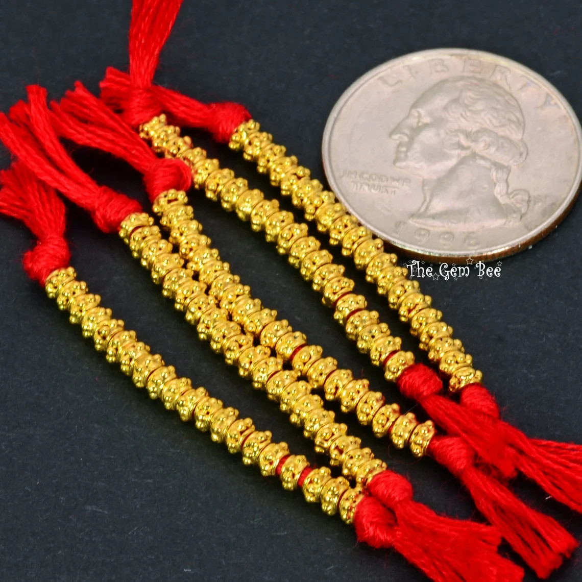 3.3mm 18k Solid Yellow Gold Fancy Bali Spacer Findings Beads (20)