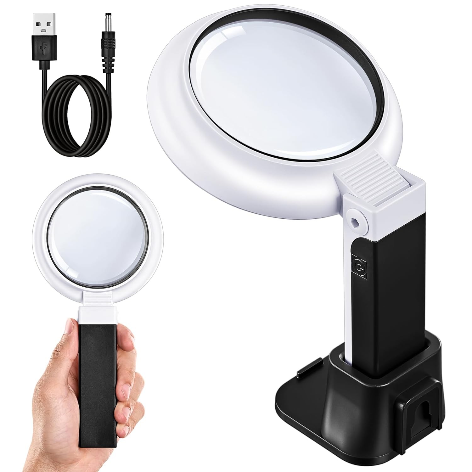 Magnifying Glass with Light Stand 3-Mode LED Hands Free Desk Magnifier