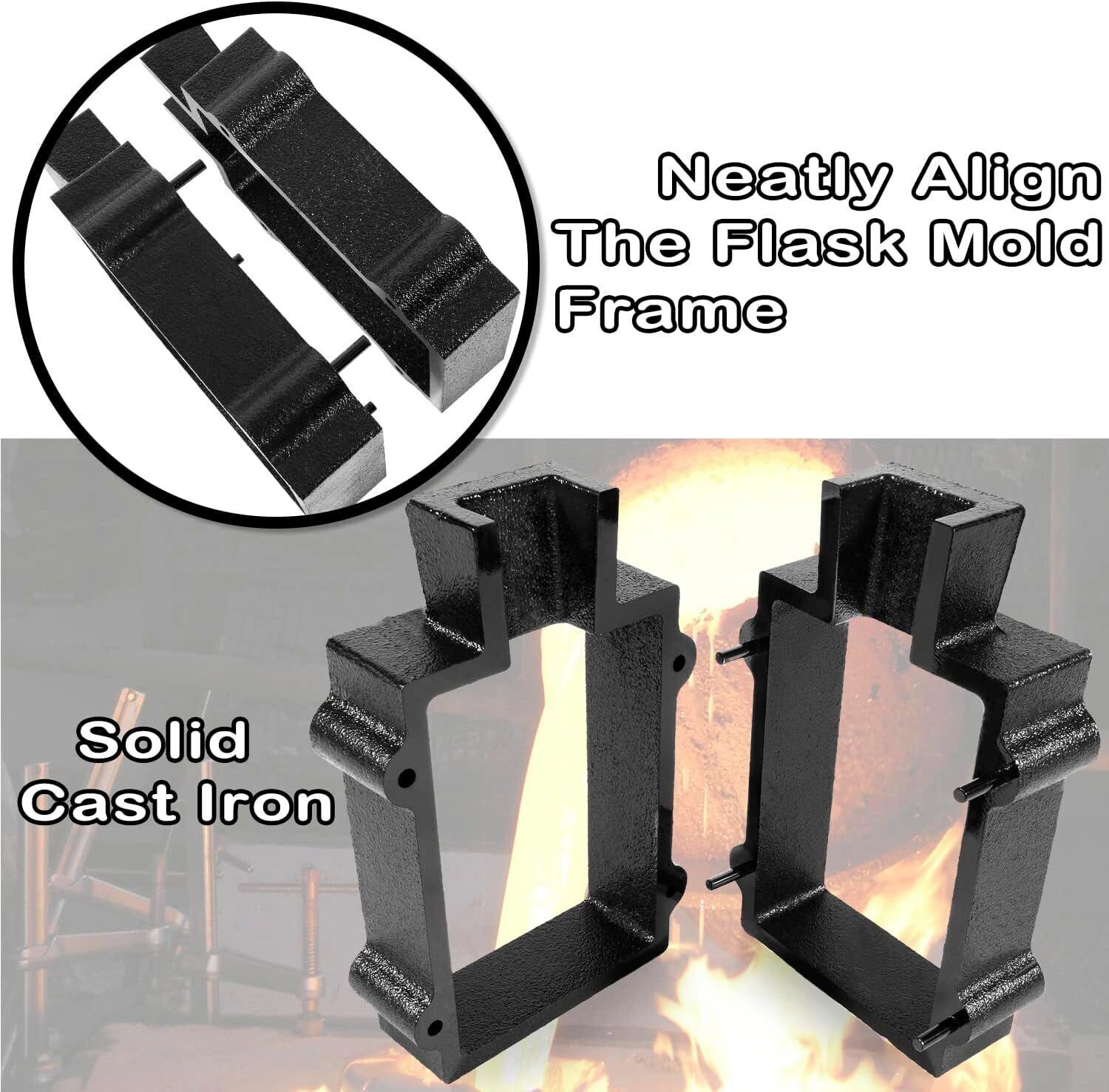 Cast Iron 2 Part Flask Mold for Delft Sand Casting Jewelry Making Tool Black