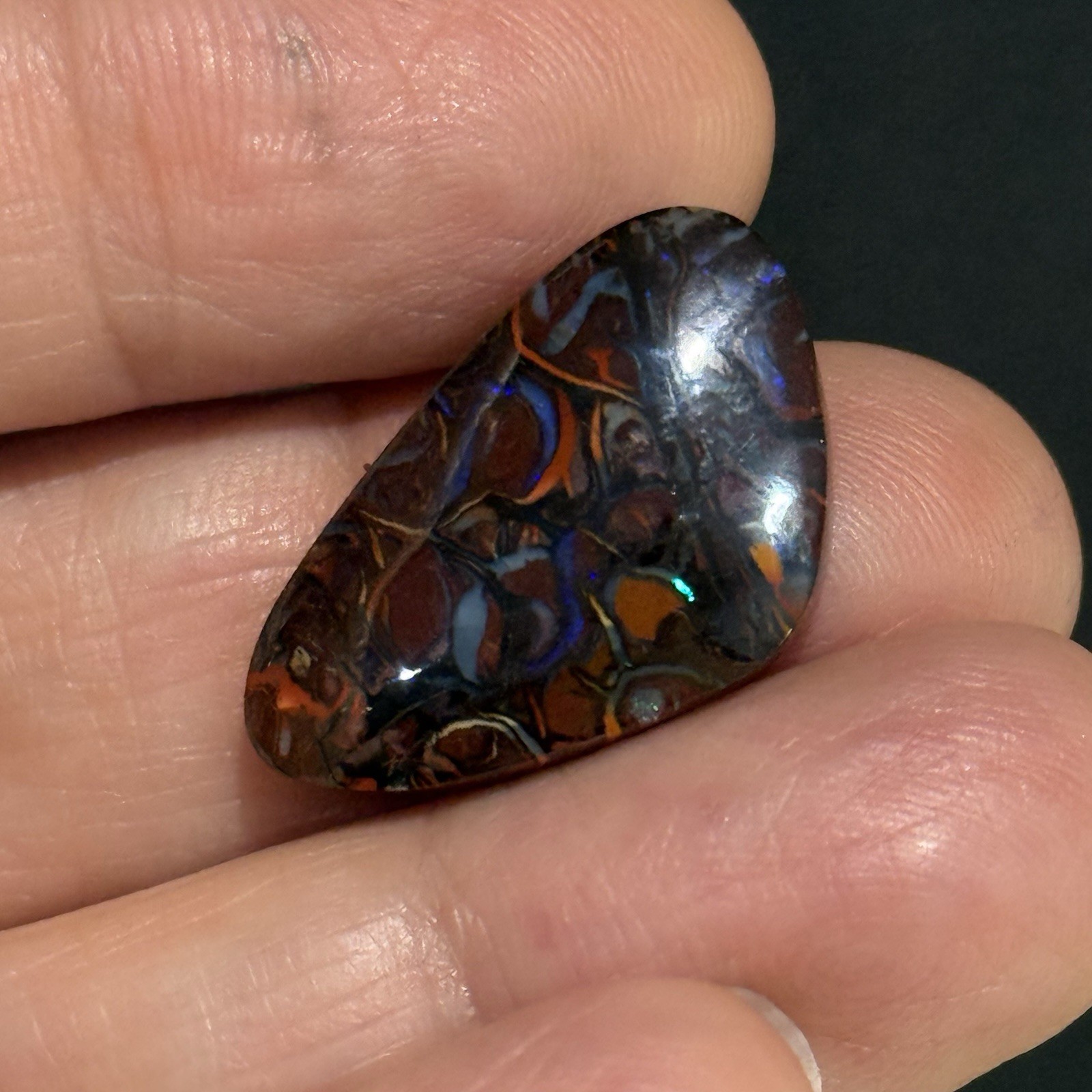17ct 24.3×14.7×5.4mm Colorful Australian Koroit Boulder Opal Free Form Cabochon