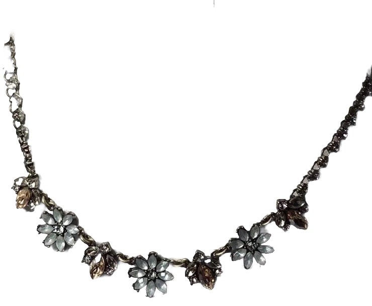 Chloe & Isabel Statement necklace, brass tone, pale blue and peach stones