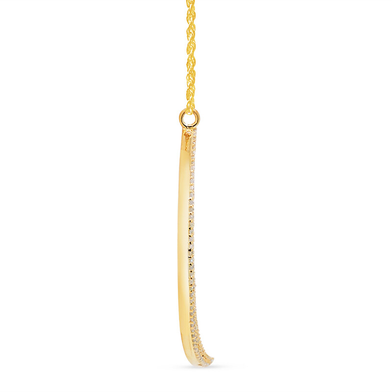 0.44 CT Round Crescent Moon Pendant Necklace In 14K Gold Plated
