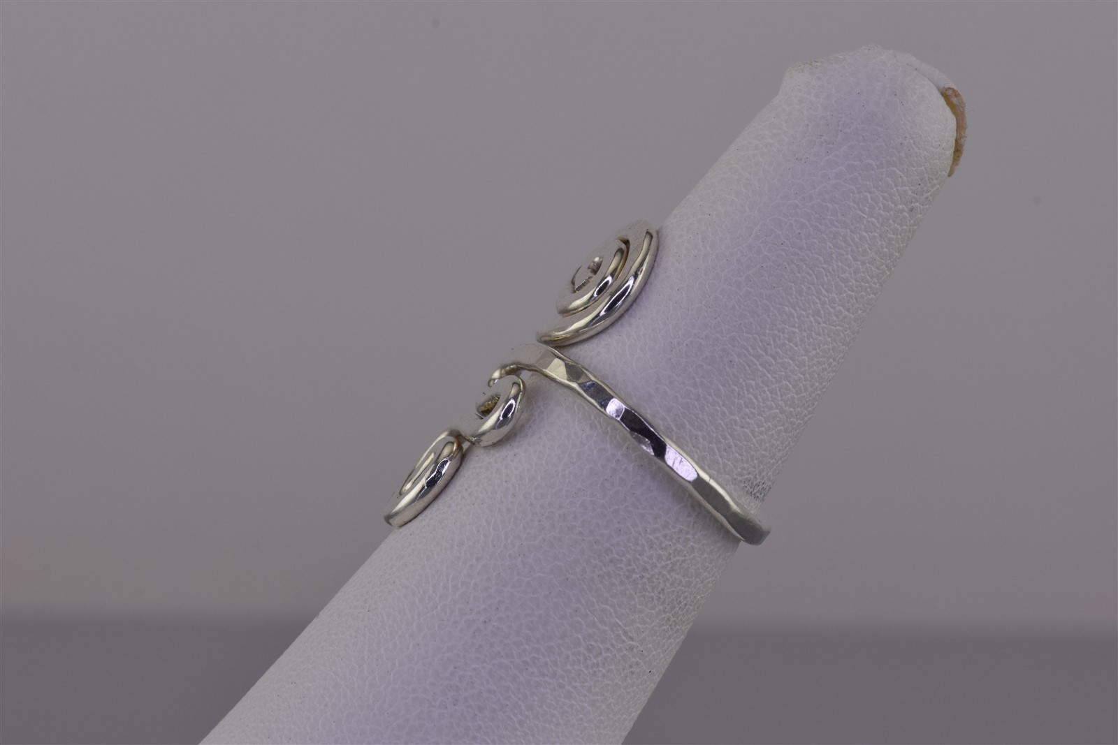 Sterling Silver 25mm Hammer Textured Swirly Spiral Wrap Band Ring 925 Sz: 6