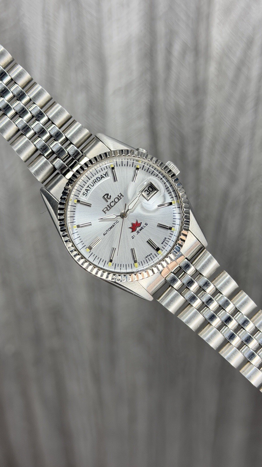 Ricoh President 061121 Automatic 21 Jewels White Dial Men’s Wristwatch Japan.