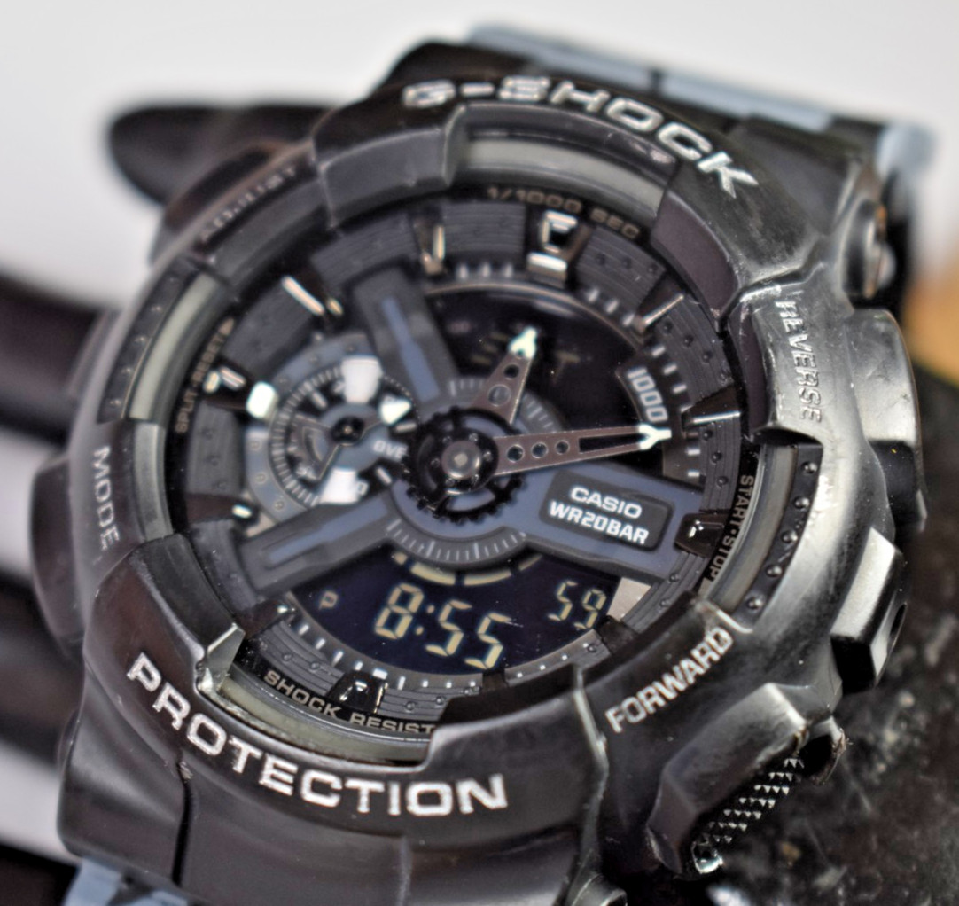 MODIFIED Casio G-Shock GA-110 (5146) Men’s Camo Gray Ana/Digi Watch NEW BATT!