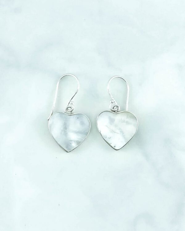 Heart Mother of Pearl Shell 925 Sterling Silver Handmade Earring NEW DESIGN!