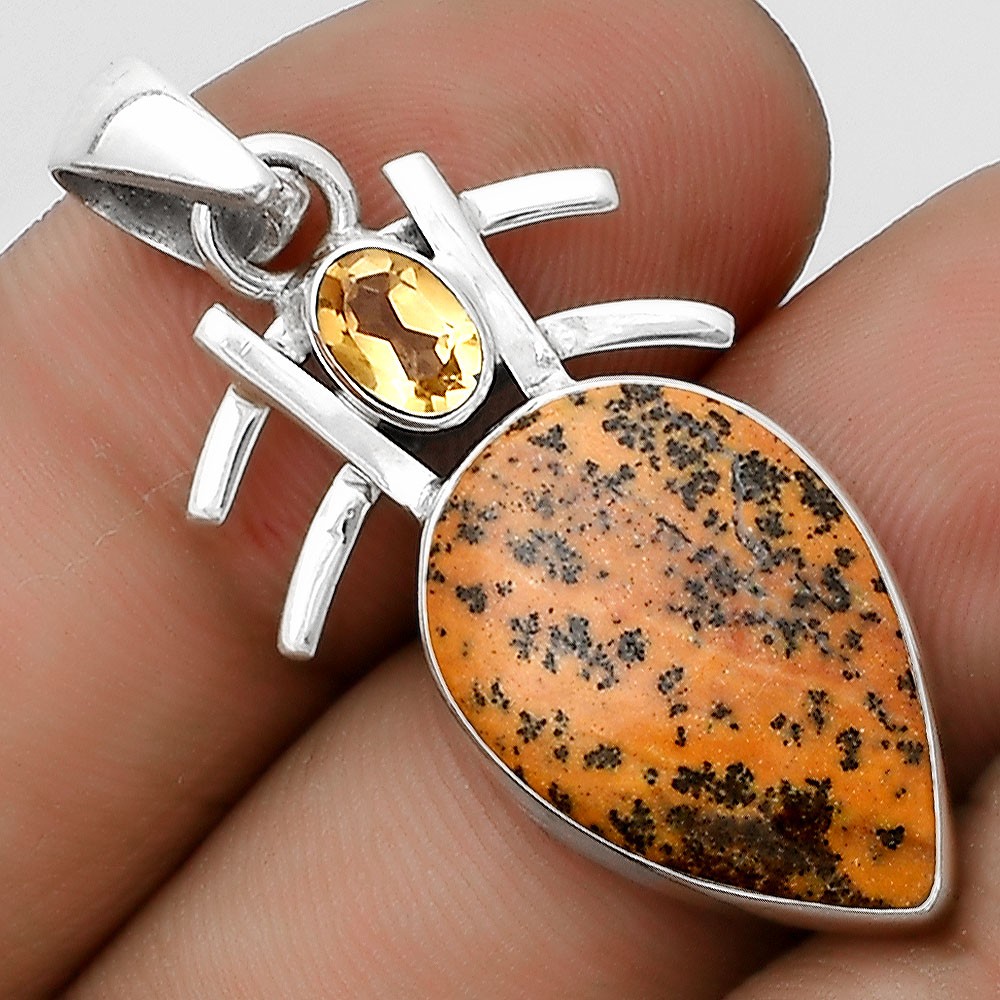 Amethyst Sage Agate Nevada & Citrine 925 Sterling Silver Pendant Jewelry P-1046