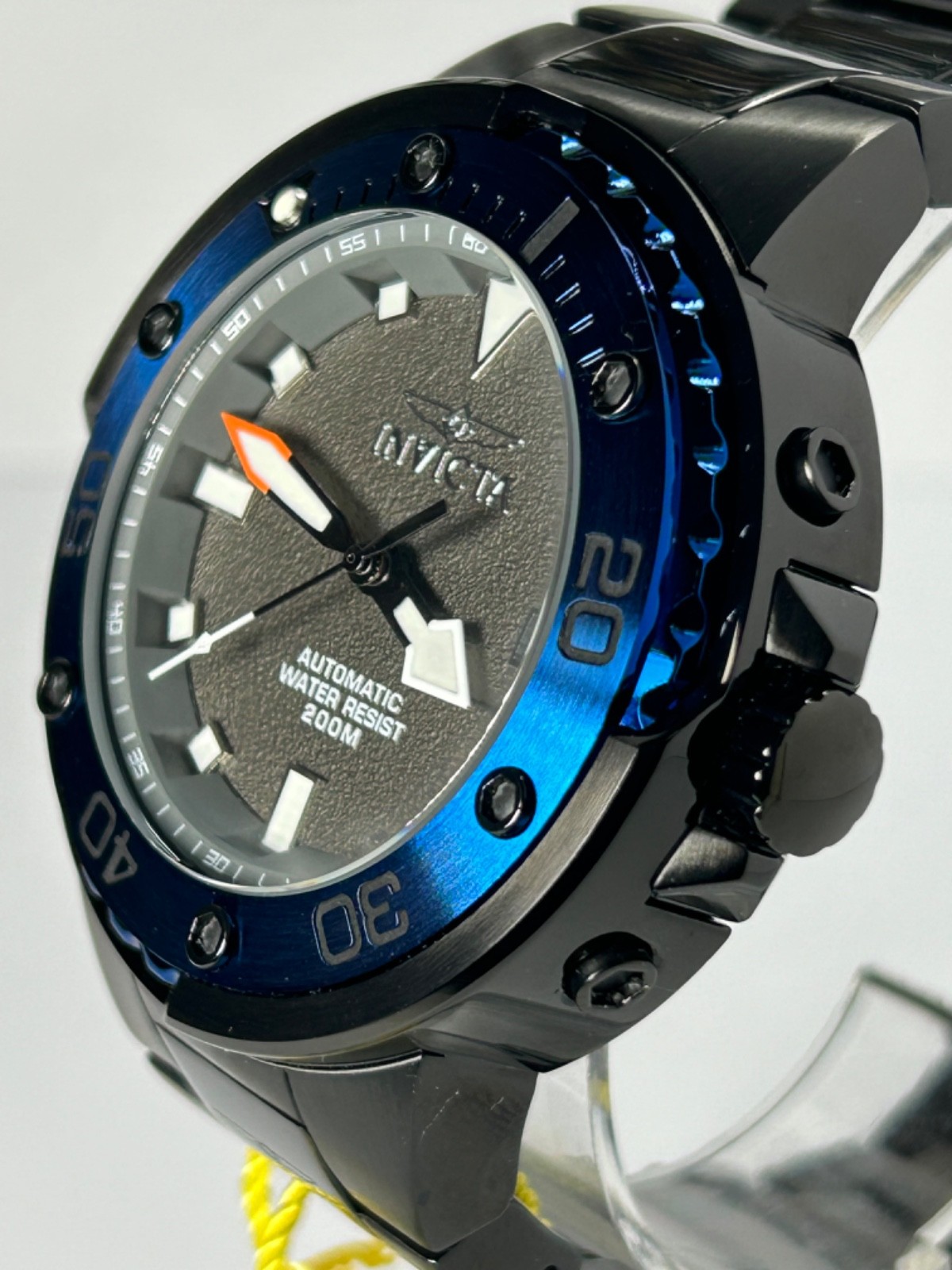 Invicta Pro Diver 24466 Automatic 49MM Black W/Grey Dial Black/Blue Bezel New