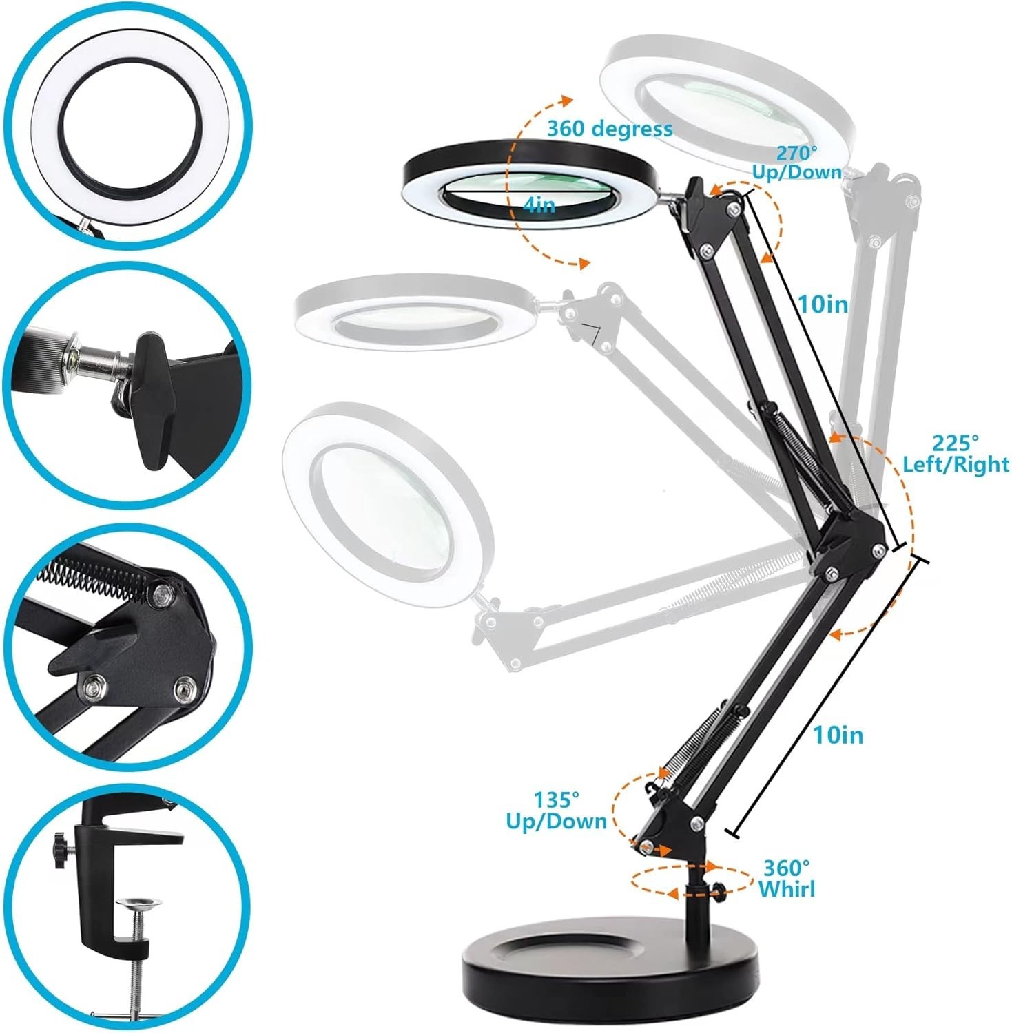 Dimmable 10X Magnifying Glass with Adjustable LED Lighting – Perfect for Crafts
