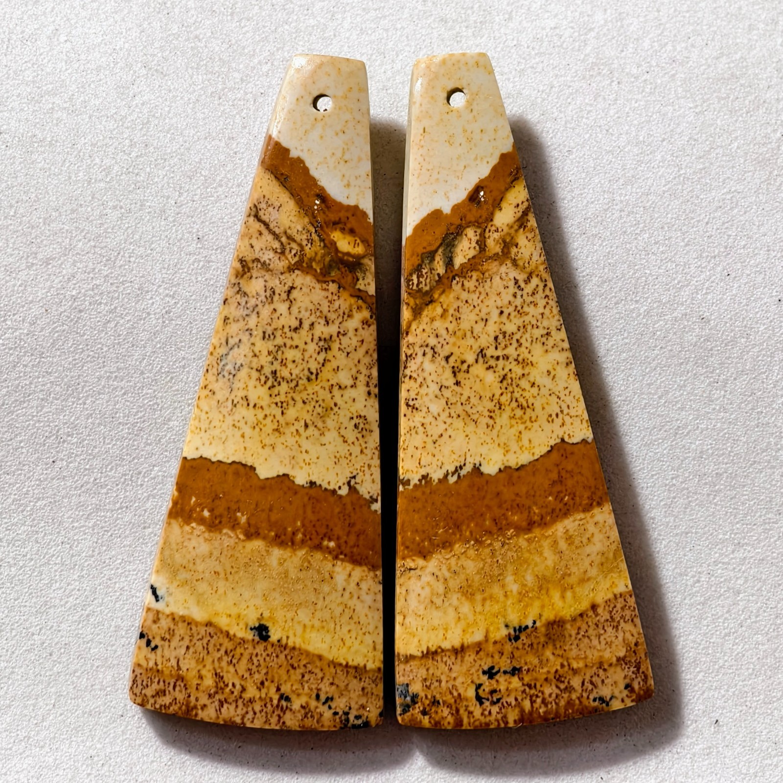45 Cts Natural Picture Jasper Drilled Pair Cabochon Gemstone 43.3 X 16.6 MM