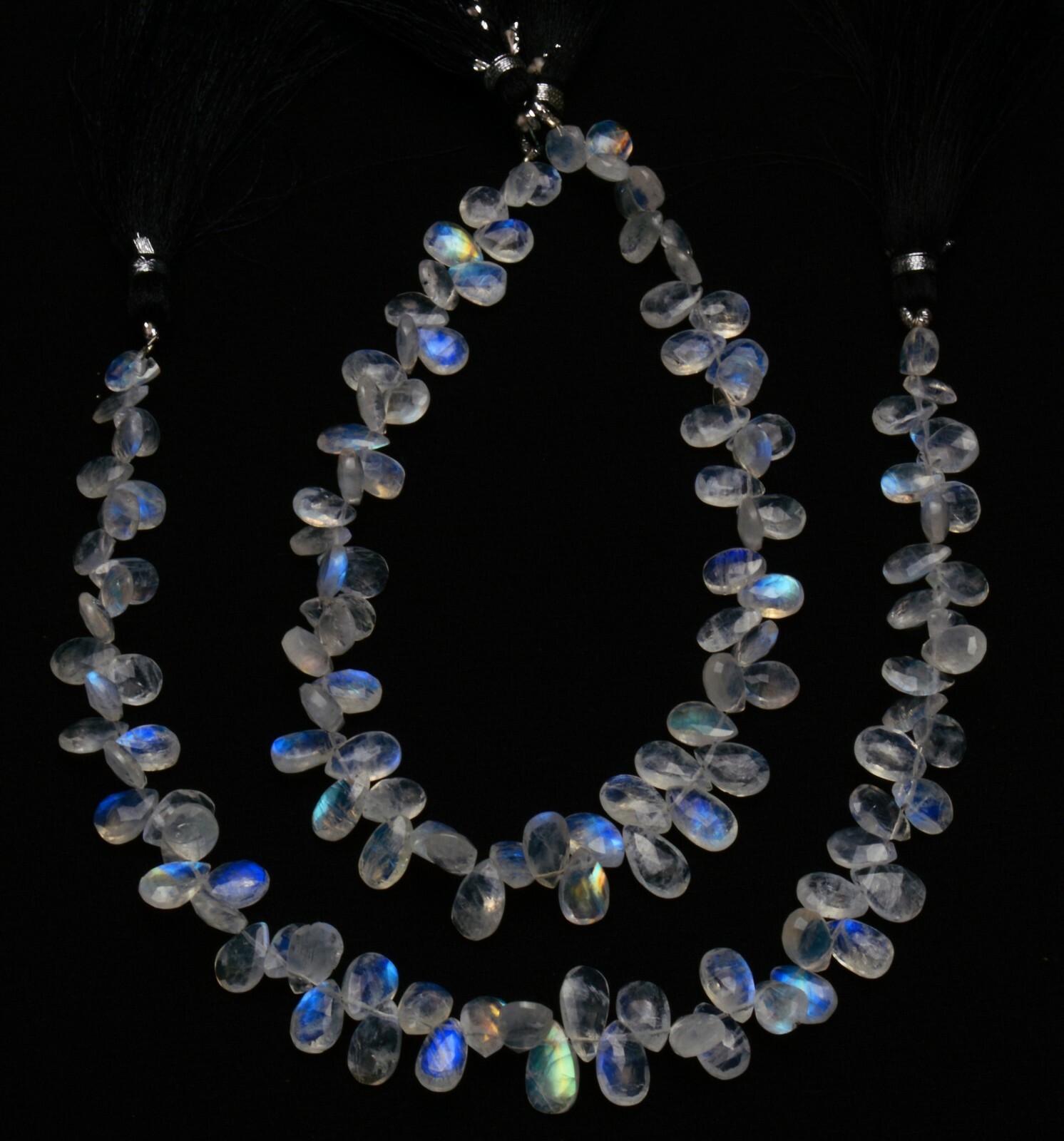 Blue Fire Rainbow Moonstone Gem 8×6 to 9x6MM Size Faceted Pear Shape Beads 10″