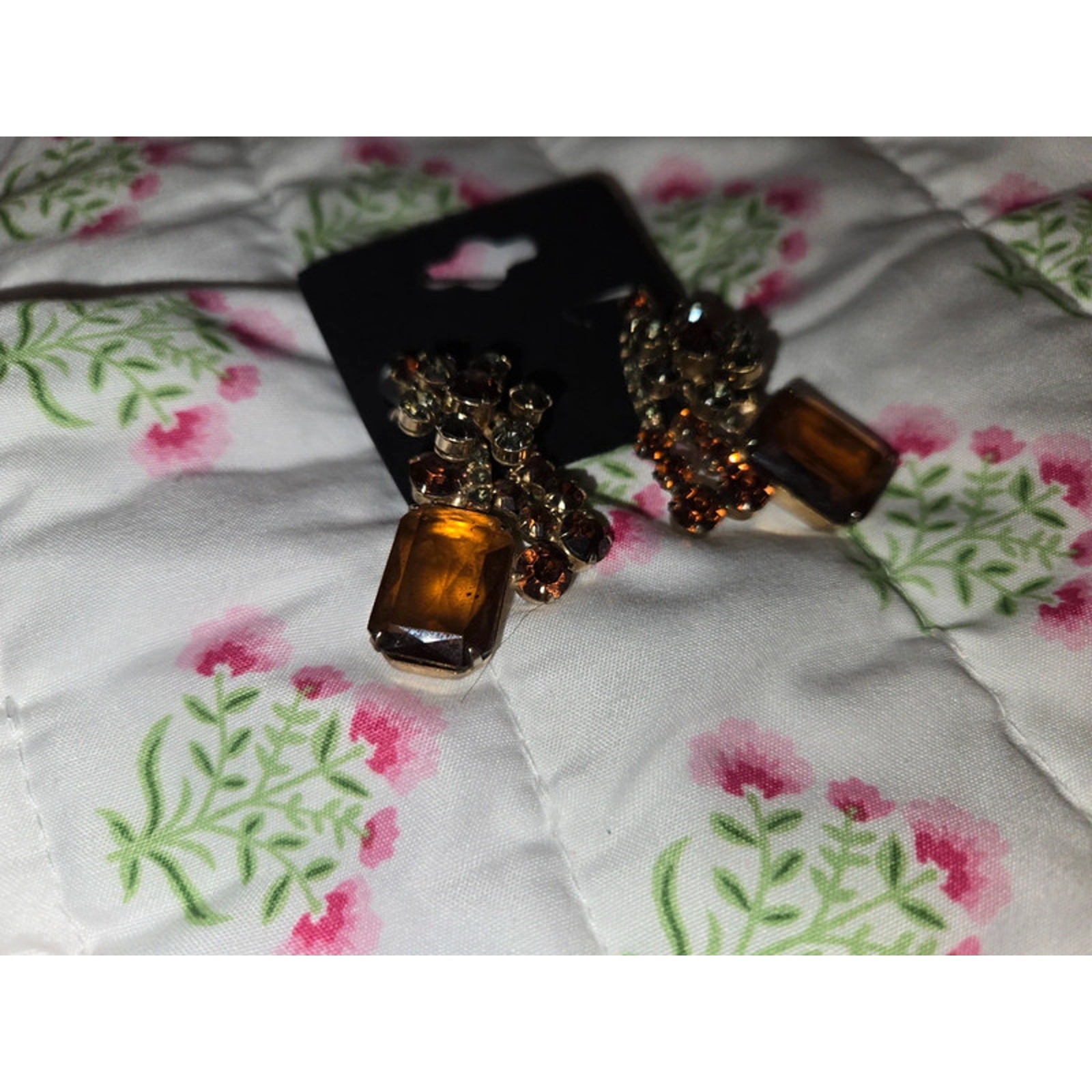 Vintage Julianna Amber and glass clip on Earrings