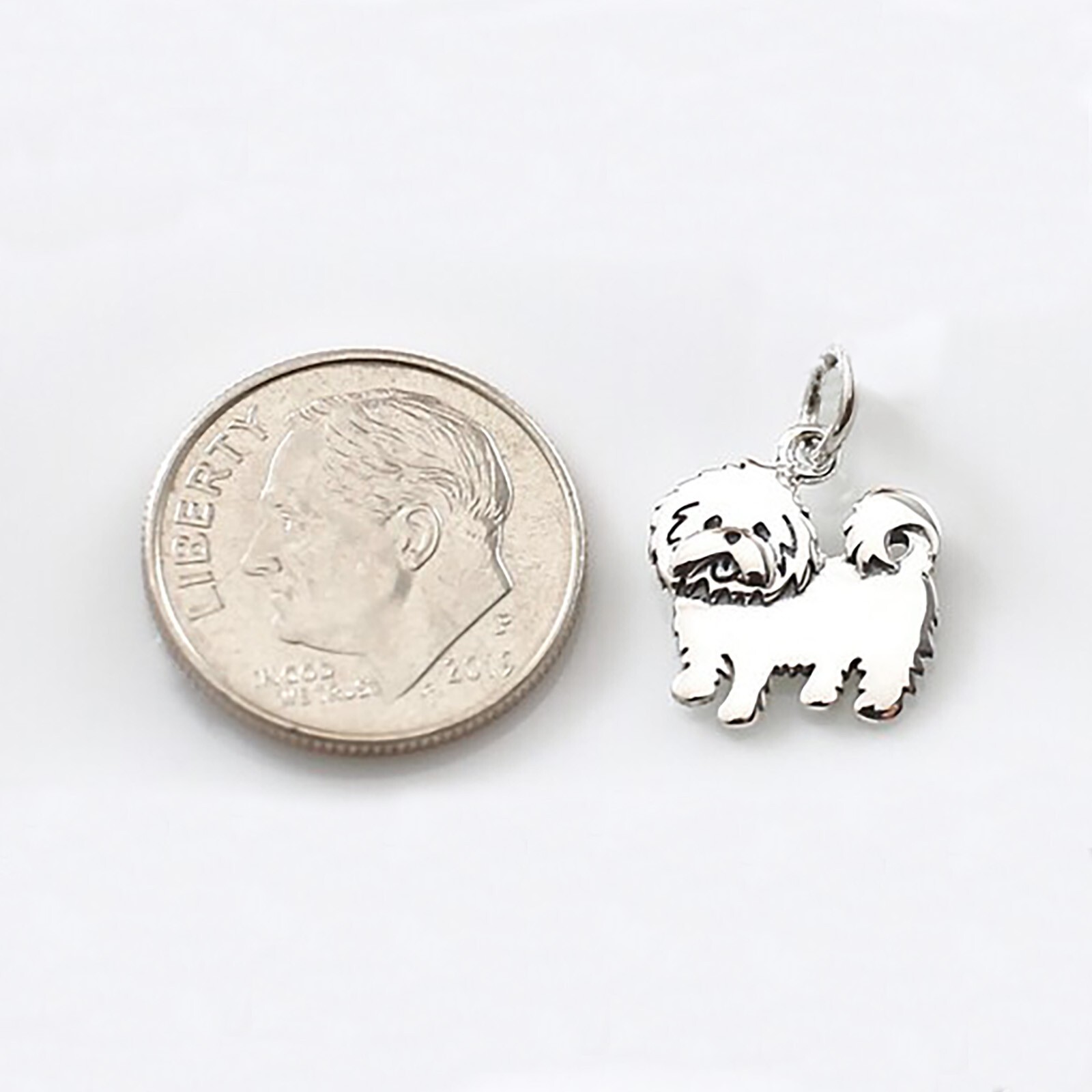 Maltese Toy Dog Breed Puppy 925 Solid Sterling Silver Charm Pendant Bichon