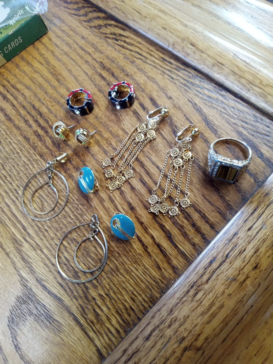 Lot#55 Costume Jewelry Earrings And Ring For Parts & Wearable