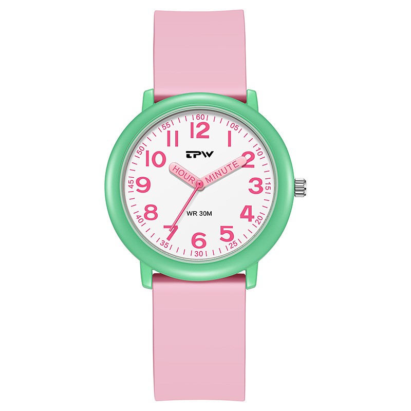 Kids Learning Time Analog Watch 30M Waterproof Quartz Wristwatch for Boys Girls