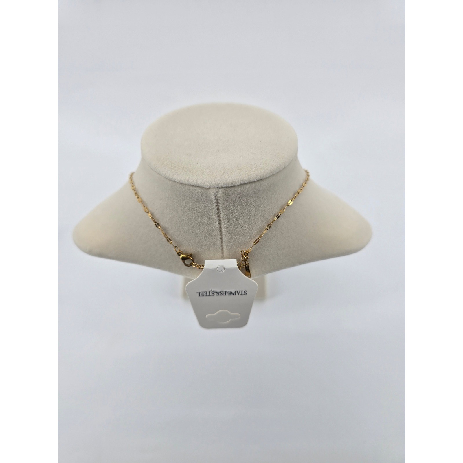 Necklace Women 15in Dainty Flat Link Sequin Chain Gold Tone New