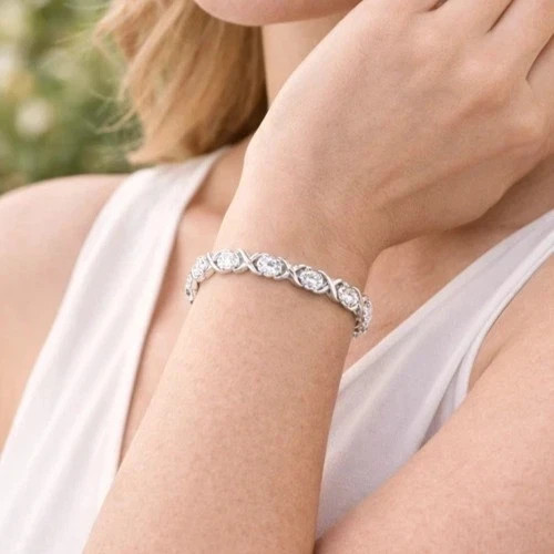 9CT Oval Cut Lab Created Diamond Women’s Tennis Bracelet 14k White Gold Plated