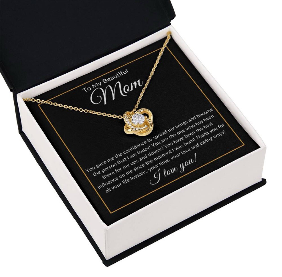 TO MY BEAUTIFUL MOM NECKLACE SOFT BOX GIFT HOLIDAY BIRTHDAY MOTHER’S DAY GIFT