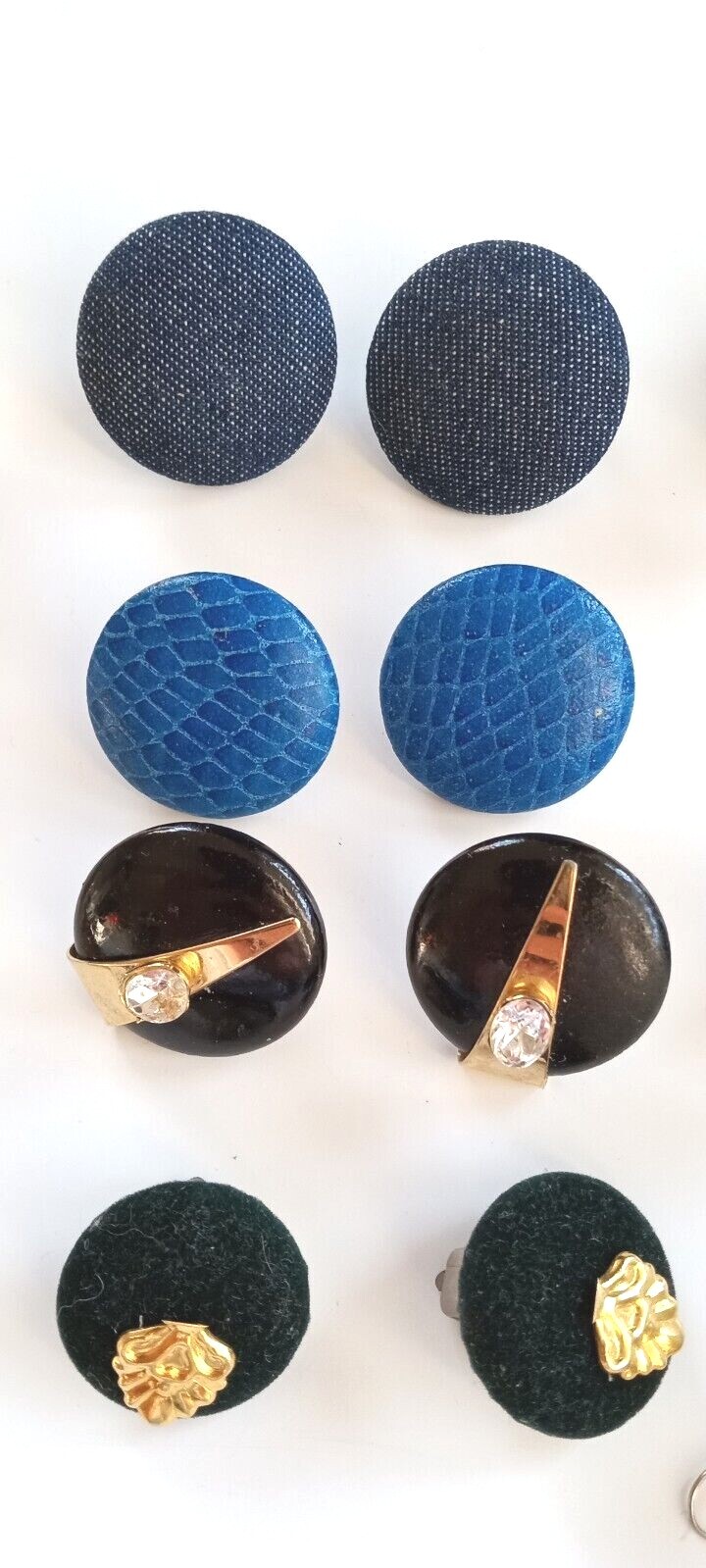 Vintage 13 pairs fabric faux leather silk velvet pierce clip on earrings lot