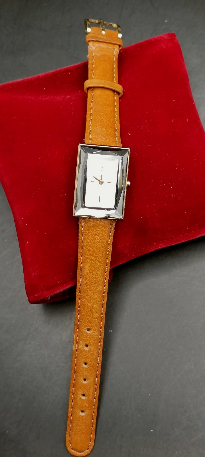 RADLEY London Ladies Tan Brown Leather Strap Quartz Tank Style Watch-VGC/Working