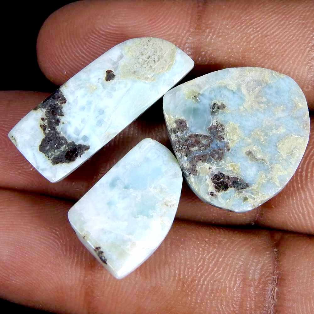 43.50Cts100%Natural Sky Blue Larimar Fancy Cabochon Loose Gemstone.lot