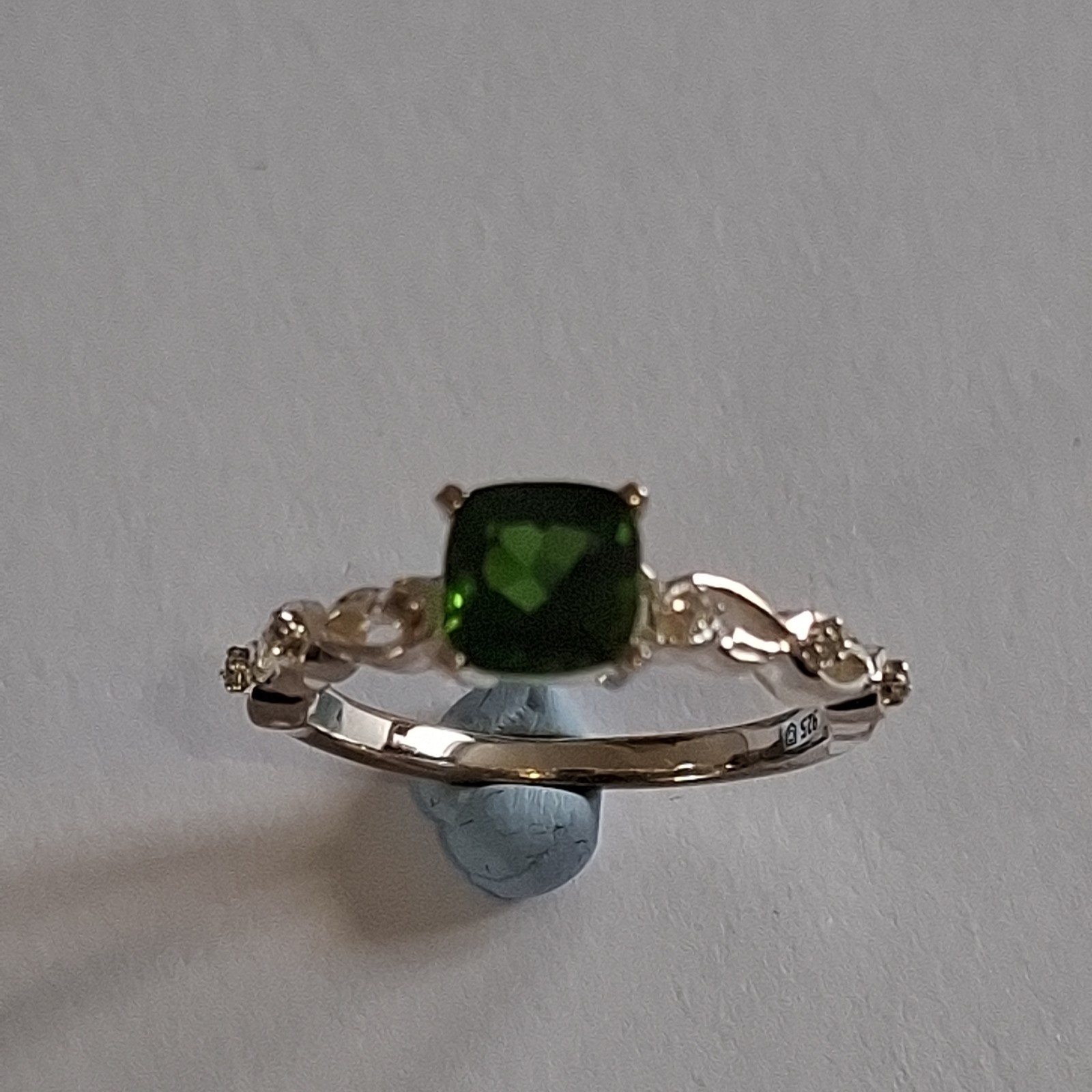 Sterling Silver & Chrome Diopside Ring Size L1/2