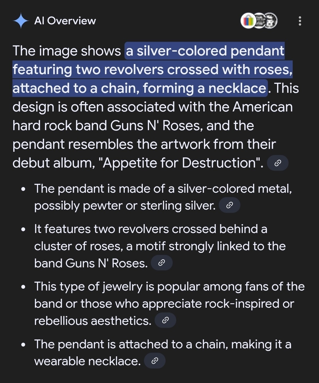 GUNS N ROSES SLASH AXL ROCK & ROLL MUSIC PEWTER PENDANT & NECKLACE