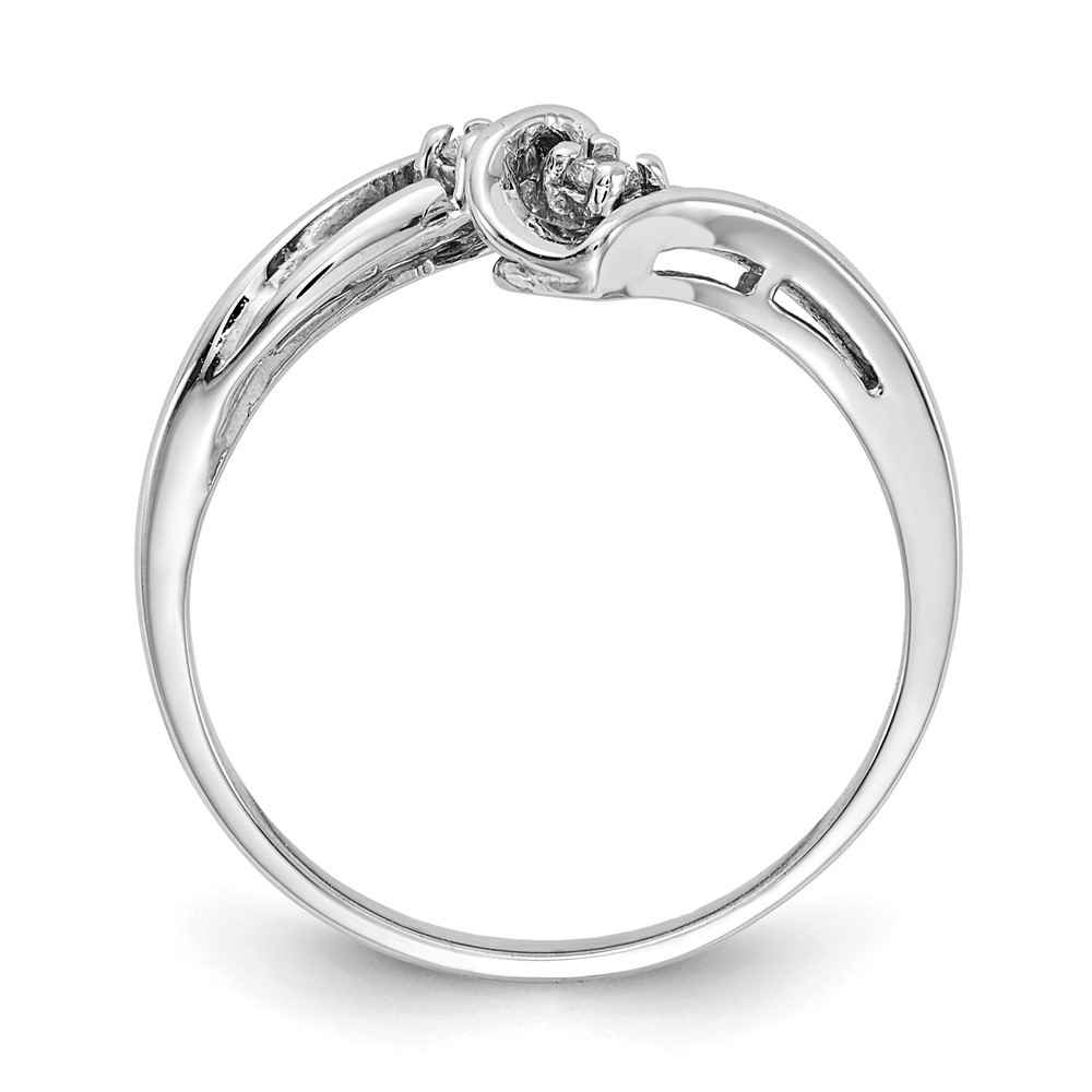 14k White Gold 2-Stone 1/20 carat Diamond Bypass Ring Size 6