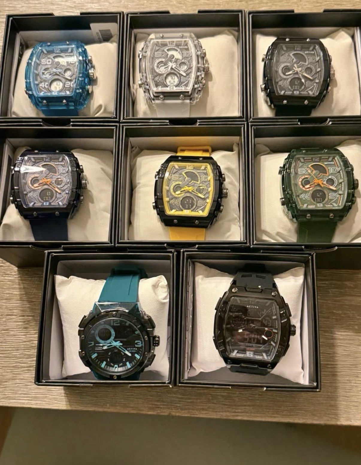 ACTIVA Unisex Adults Wristwatch Lot of 8 Boxed, Assorted Colors
