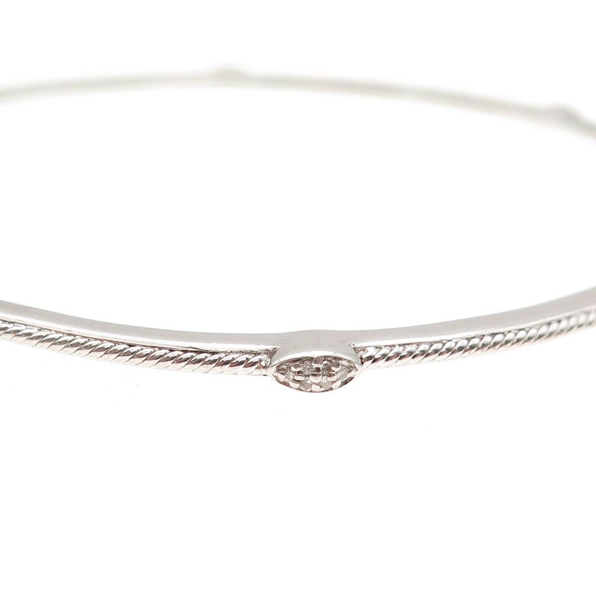 Jane Seymour 925 Sterling Silver Real Diamond Stackable Bangle Bracelet 8.25″