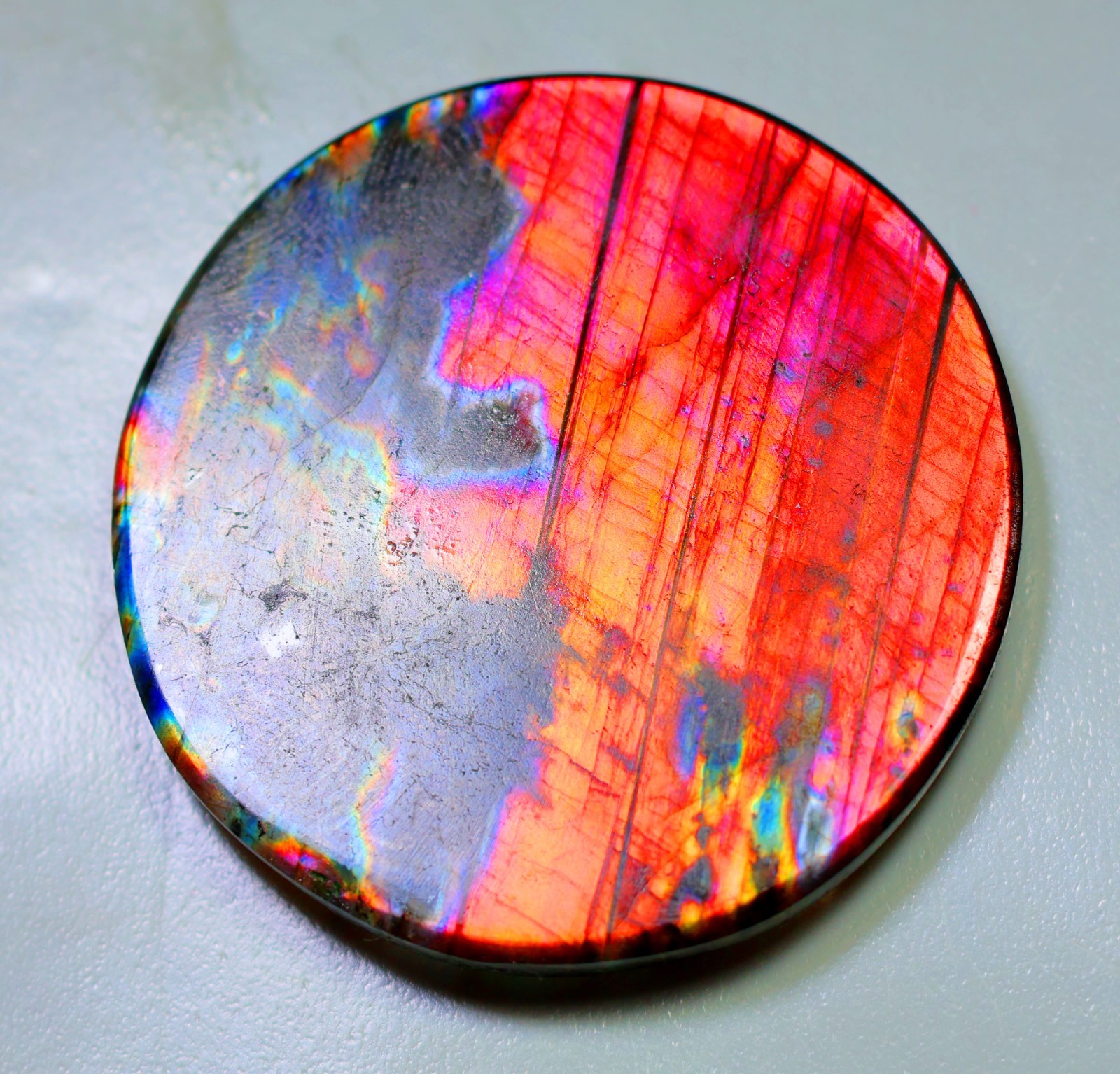 106 Ct 6X42X42 mm Natural Purple Fire Labradorite Round Cabochon Gemstone SK-249