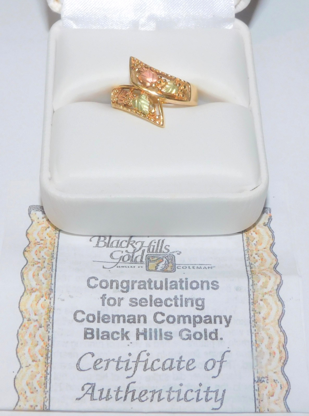 Black Hills Gold 10k Coleman Bypass Leaves Ring Size 6 1/4