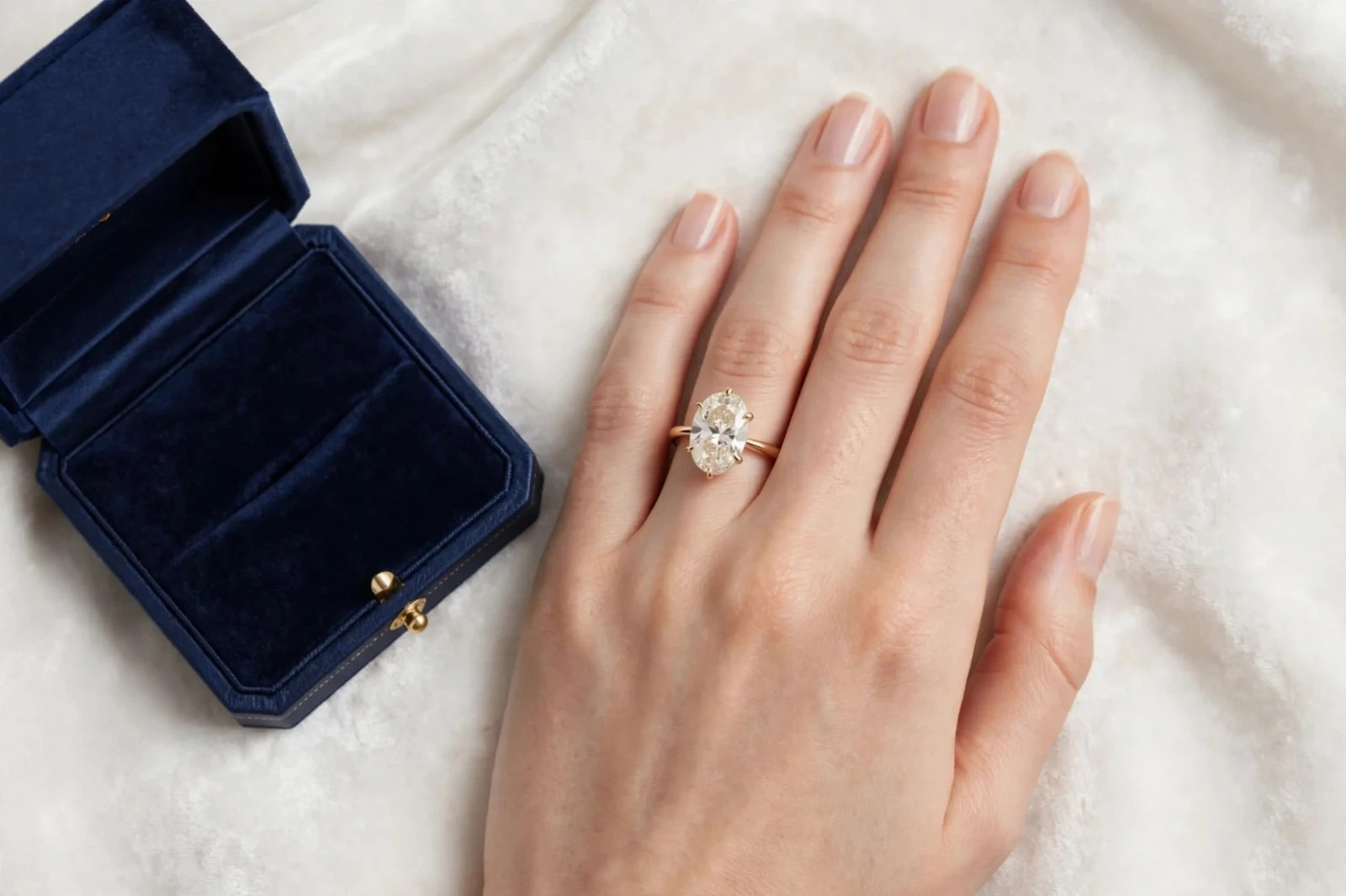 2.0Ct oval Cut moissanite Six prong Solitaire Engagement Ring 14k gold Plated