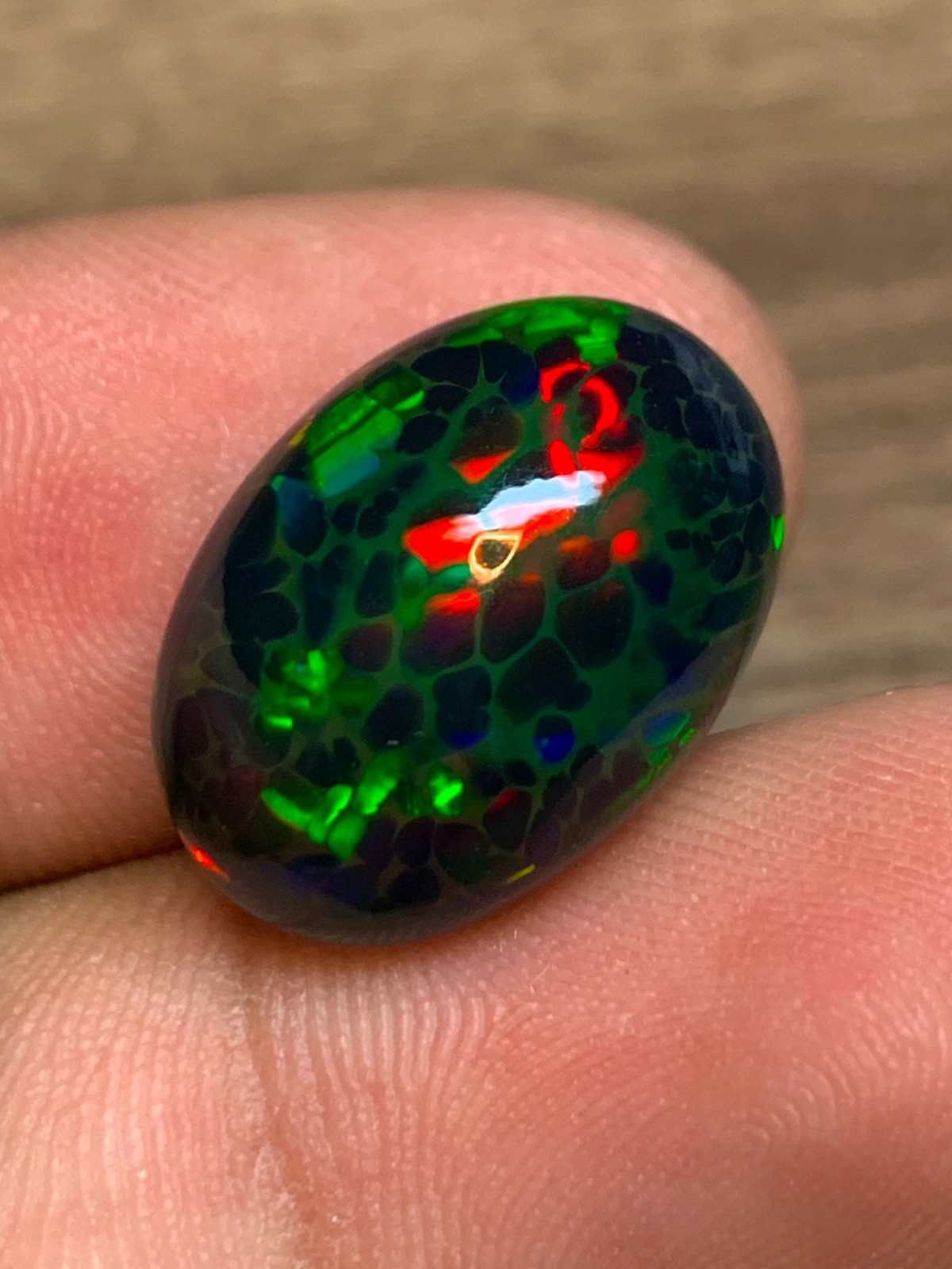 Ethiopian Honeycomb Black Opal 13x18mm Oval Cabochon 8.6crt Gemstone for Jewelry