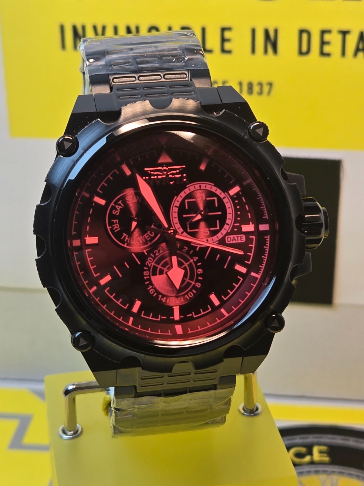 Invicta Coalition Forces Spline Mens Watch 50mm Black w/ Red Iridescent Dial NEW