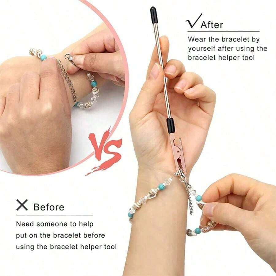 1PC Bracelet Clasp Helper Tool Metal Jewelry Fastener Hook Watch Band Assistant