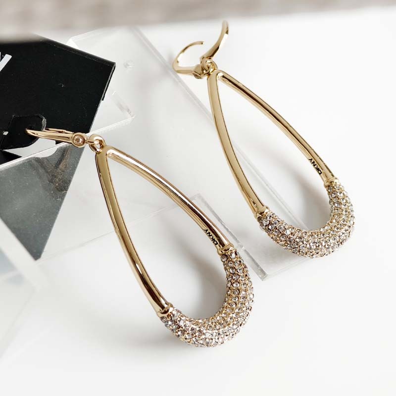 DKNY Crystal Teardrop Drop Statement Earrings Gift Women Party Vacation Jewelry