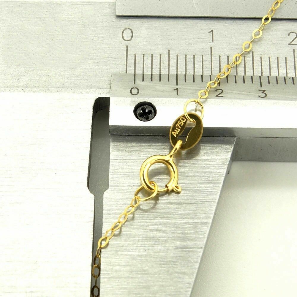 Pure 18K Yellow Gold Necklace Solid AU750 O-shaped Chain 18″ Clavicular Chain