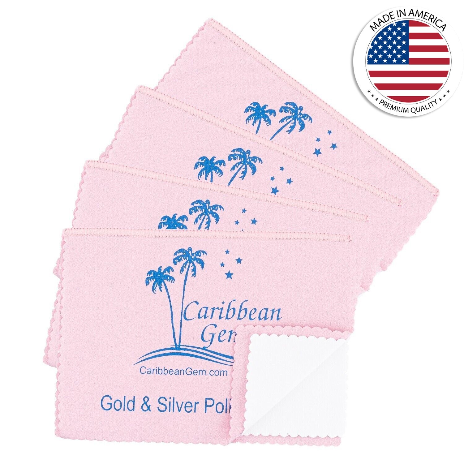 Caribbean Gem Jewelry Cleaner 4 pack Polishing Cloths For All Type Of Jewelry