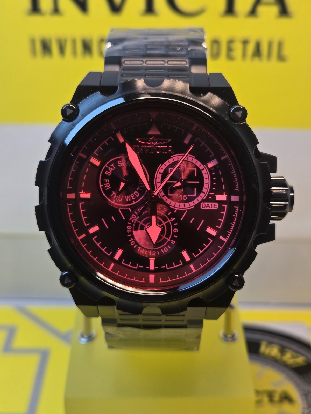 Invicta Coalition Forces Spline Mens Watch 50mm Black w/ Red Iridescent Dial NEW