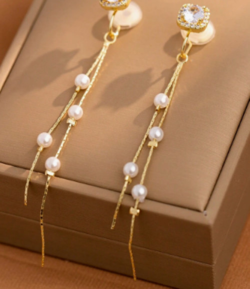 Pearl Clip Cuff Earring Dangle Vintage Style Faux White Coil On Earrings