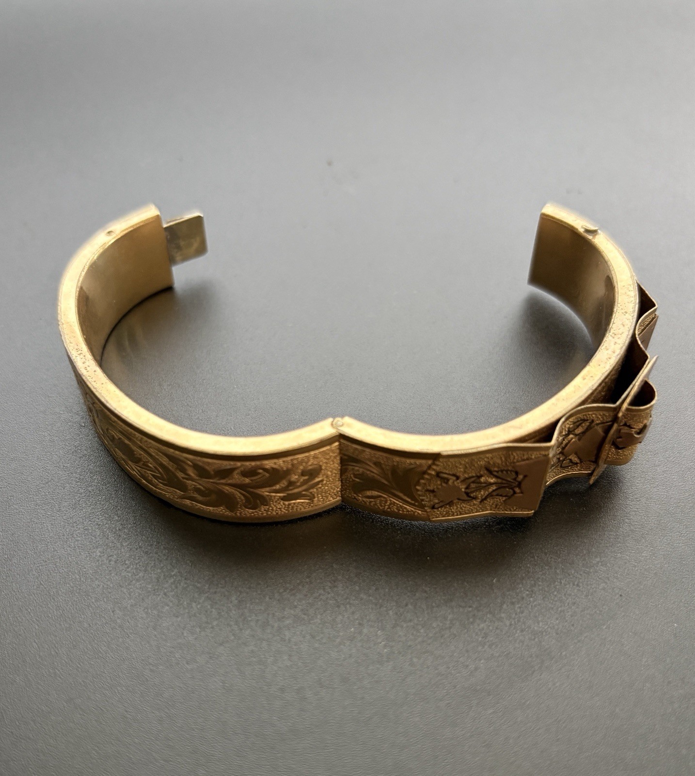 Antique Gold Filled Vic Etruscan Taille D’Epargne Black Enamel Bangle