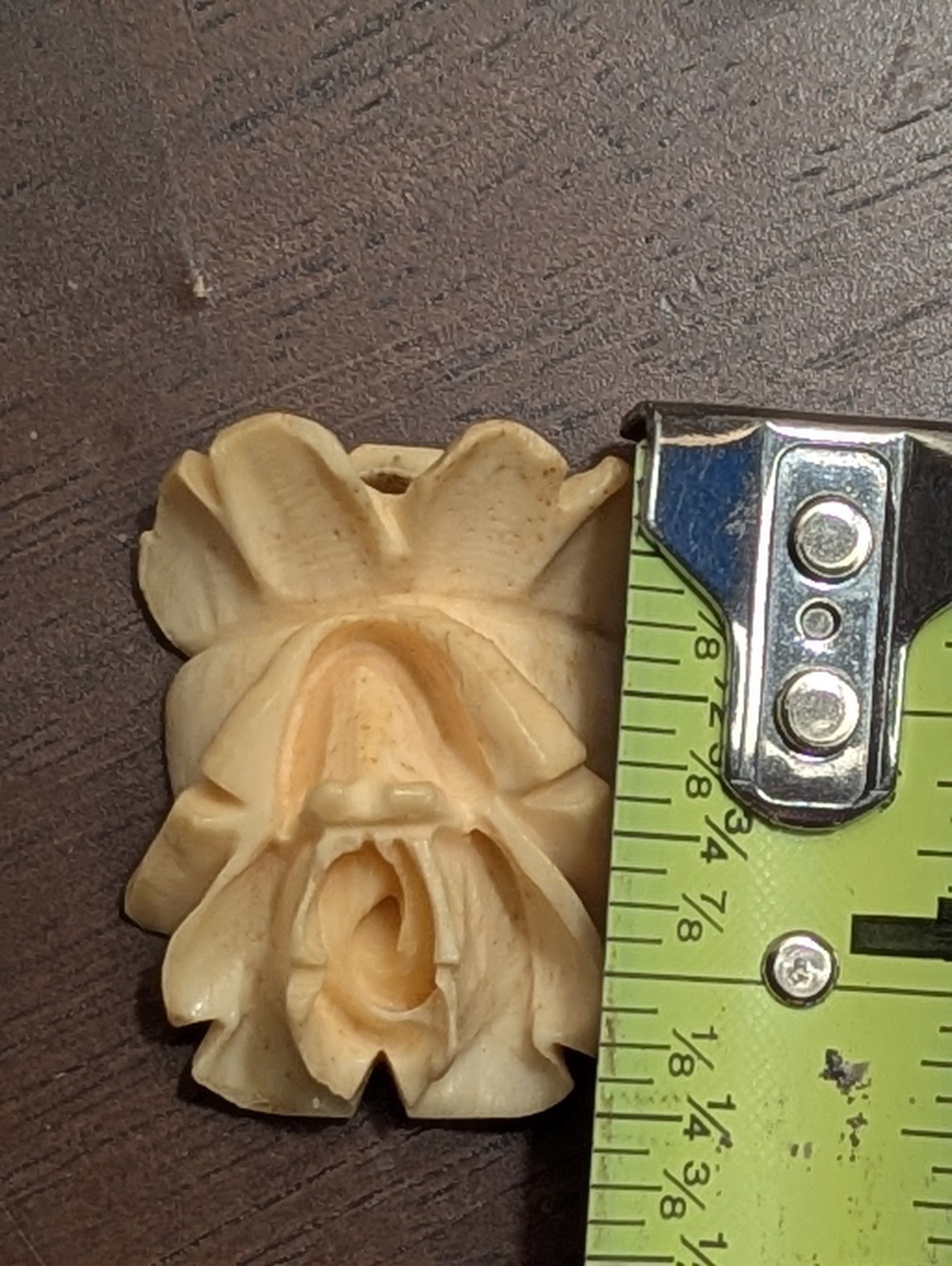 Carved Natural material Rose Pendant Vintage Hand Carved Floral Jewelry Bead