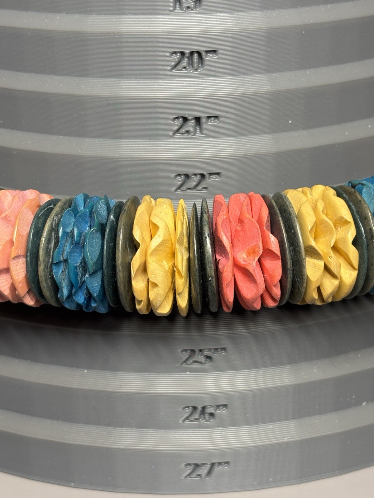 Heishi Wafer Disc Chunky Wooden Beads Retro Multi Color Artisan Necklace 23”