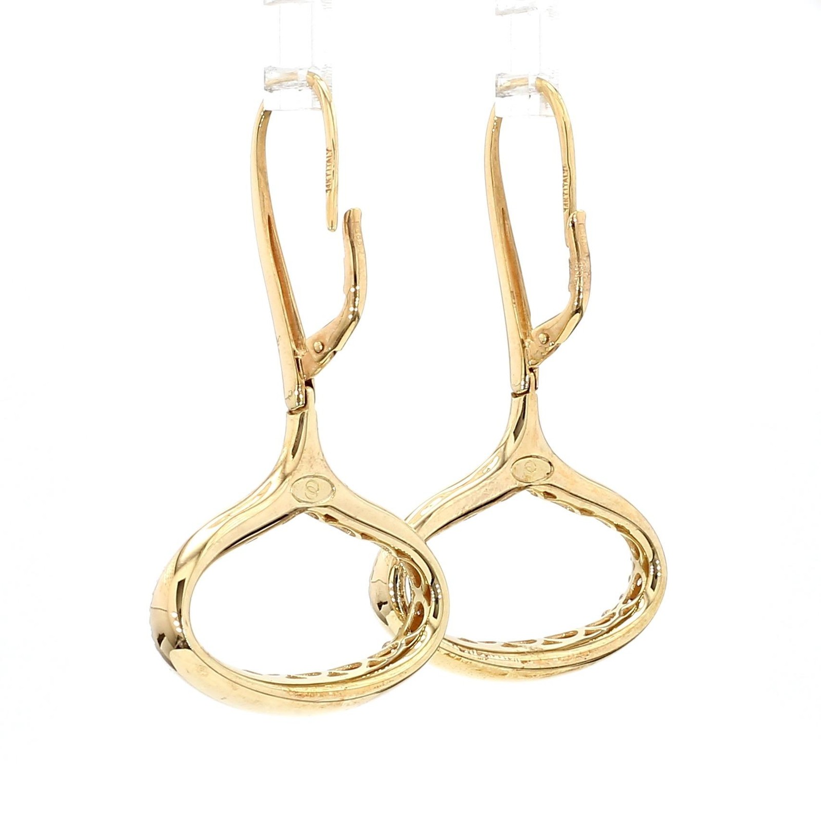 14K Gold Wide Open Oval Drop Diamond Wire Clip Earring – Made in Italy