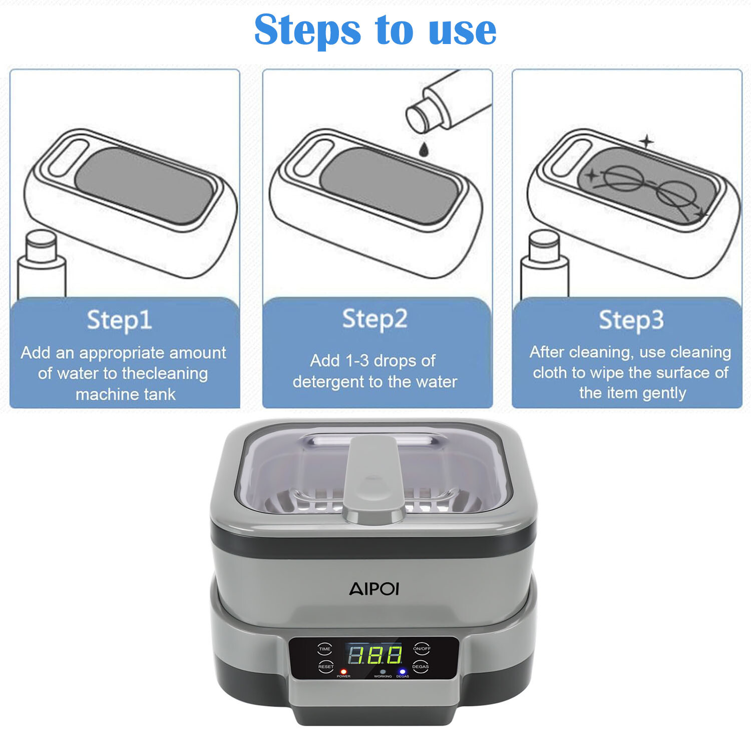 1200ml Ultrasonic Cleaner High Frequency cleaning for Denture Parts jewelry US