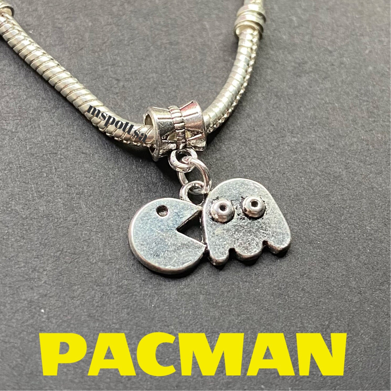 Pacman Silver European Bracelet Charms Pendants Video Games Gamer Jewelry